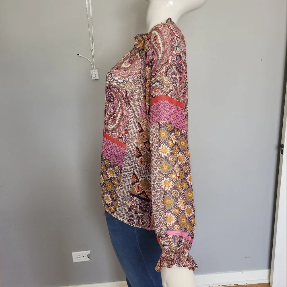 Molly Bracken Hippie Printed Sheer Blouse, VGUC, Size S - Picture 4 of 9